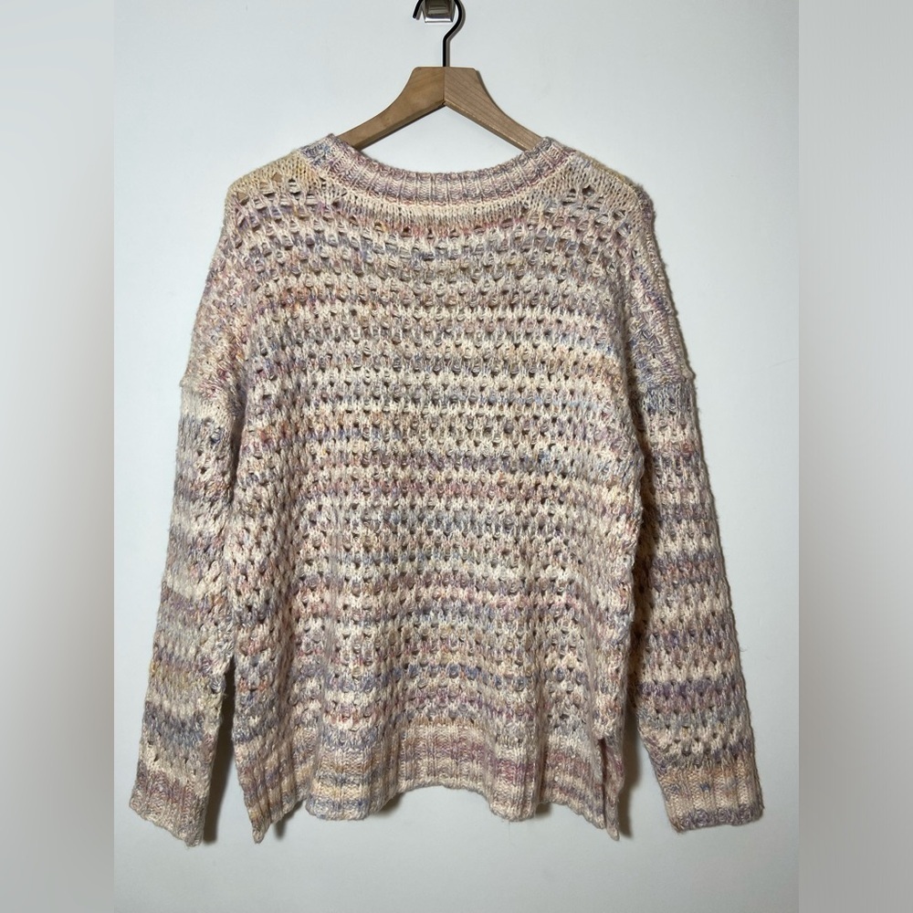 By Anthropologie Oversized Mesh Stitch Pullover Sweater Cotton Blend Size S - Picture 8 of 13